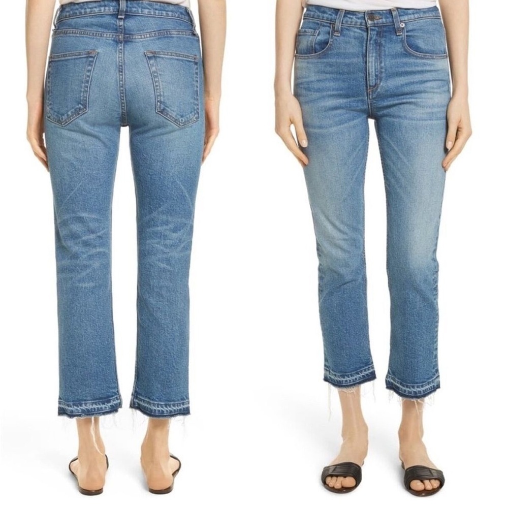 Veronica Beard Ines 10.75” Girlfriend Jeans in Pipeline Fray Size 31